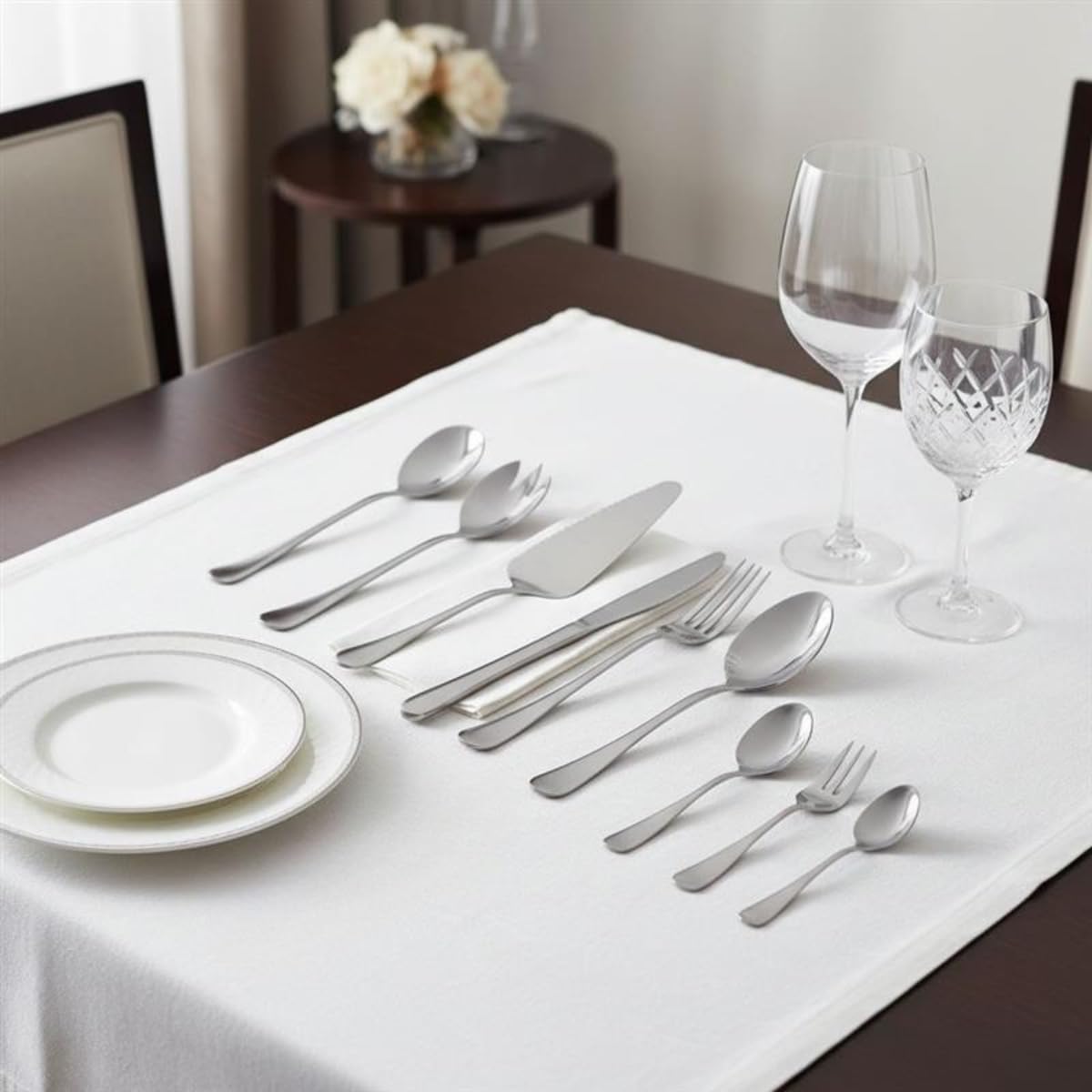 alpina Cubertería 75 Piezas para 12 Personas – Cubiertos Acero Inoxidable – Cubiertos Cucharas Tenedores Cuchillos Postre Café Té – Juego Completo Cocina Comedor