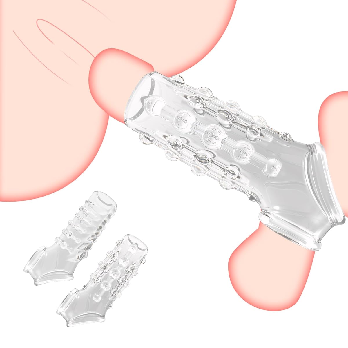 Soxeeh ペニスリング コックリング ペニスサック 2点セット ペニス拘束具 2種類の摩擦 TPE素材 高弾性 柔らかい 極厚 ペニス刺激 男性用（透明色）