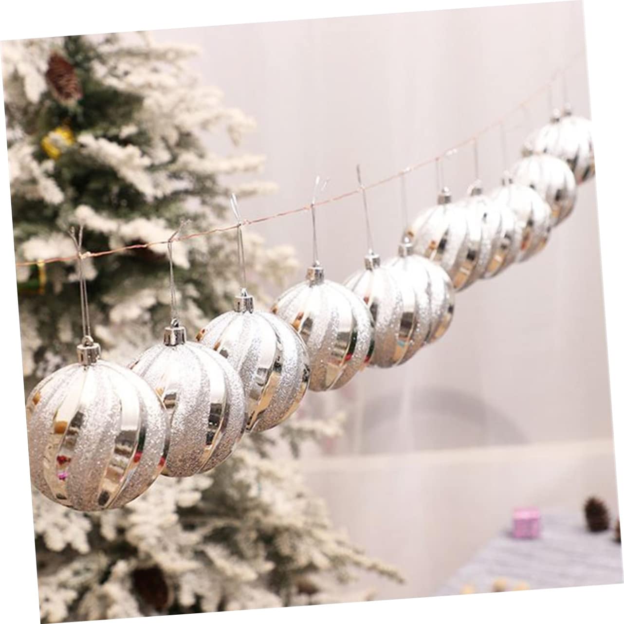 Housoutil 3 Sets Luxus Weihnachtsbaum Hängeset Glitzerkugeln Silber Ornamente Für Wohnkultur 12 Stück * 3