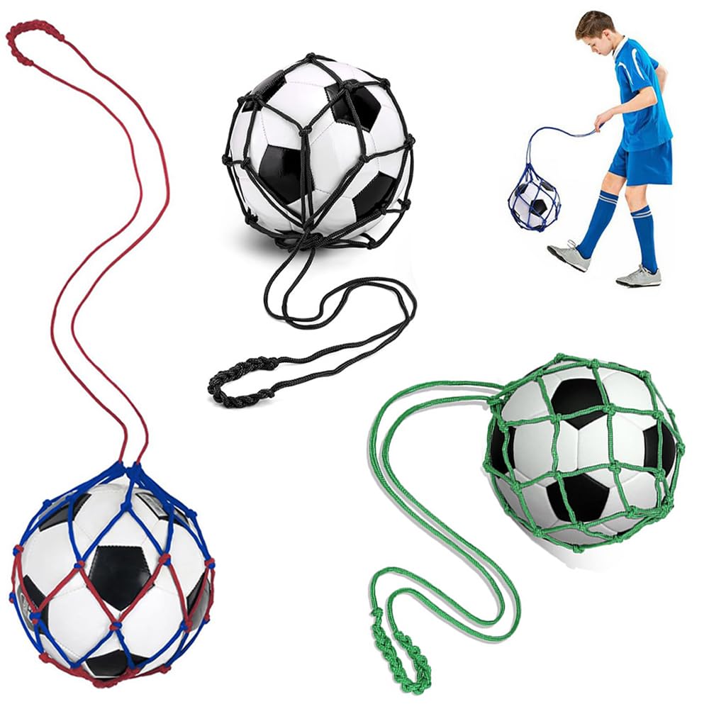 BIUTEFOR サッカーボール ネット 3個セット リフティング練習 持ち運び便利 ナイロン サッカートレーニング用ボールバッグ