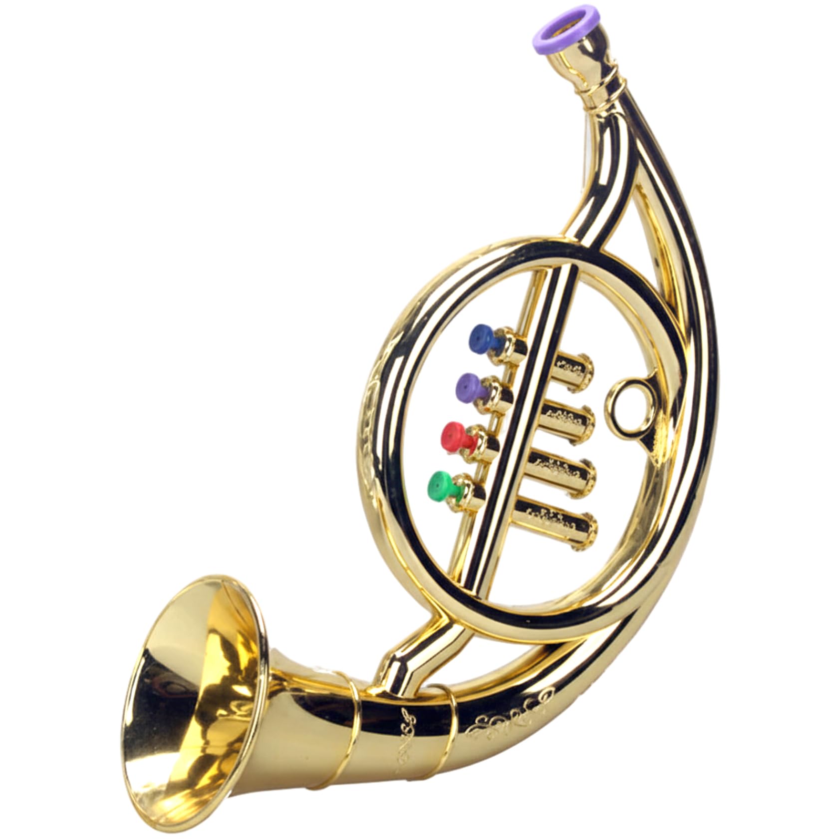 Toy Trumpet For Kids - 4-key Plastic Trumpet with Realistic Sound, Musical Instrument for Pretend Play & Stage Props (Golden)