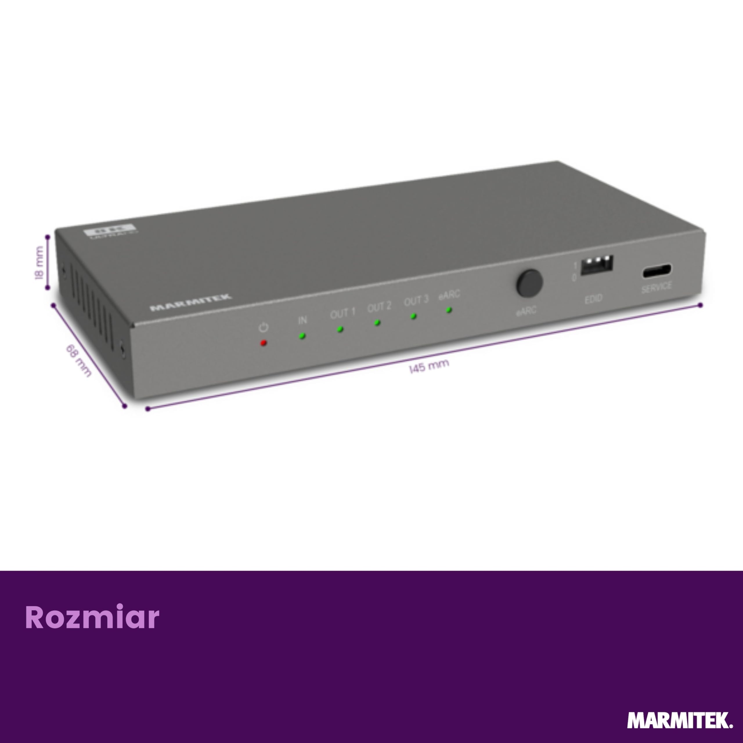 Marmitek Connect AE34 - Ekstraktor HDMI audio eARC 8K60 4K 120Hz HDMI 2.1 | Konwerter do soundbara i amplitunera AV, eARC/ARC, EDID, Dolby Atmos, DTS:X, Toslink, audio analogowe i HDR10+