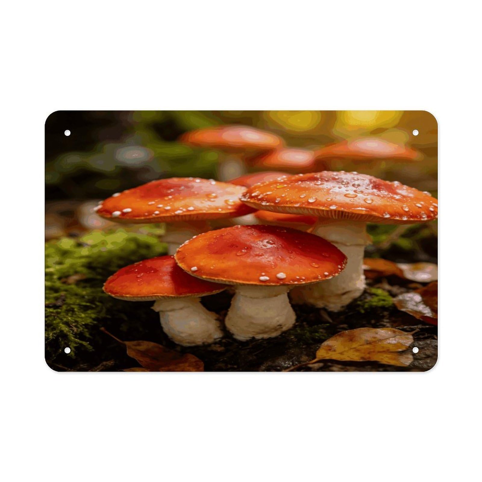 Fodpand Style Happy Mushroom Wall Art Metal Tin Signs Bar Metal Tin Sign Wall Decor For Home Living Room Bedroom Toilet Hotel Halloween Decor Gifts 7.9X 11.8 Inch
