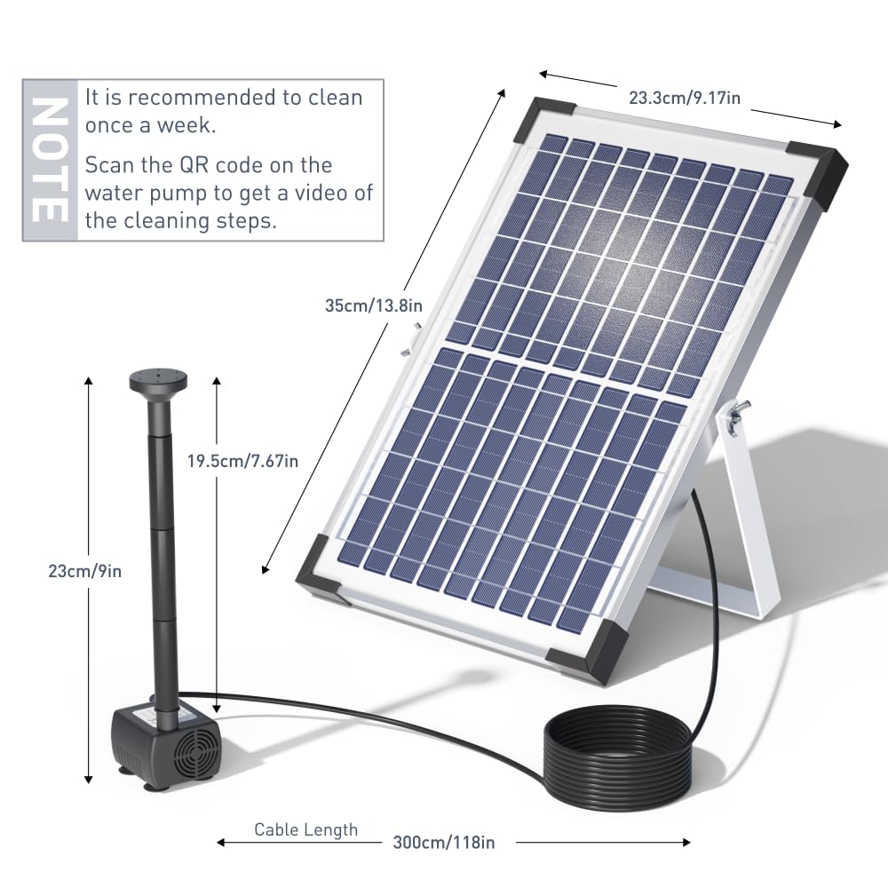 Pompe de Fontaine Solaire 9V/10W 300L/h, Pompe à Eau Solaire, avec Grand Panneau Solaire et 3 Buses, Circulation de l'Eau de l'Oxygène, pour Bain d'Oiseaux/Aquarium/Etang/Jardin