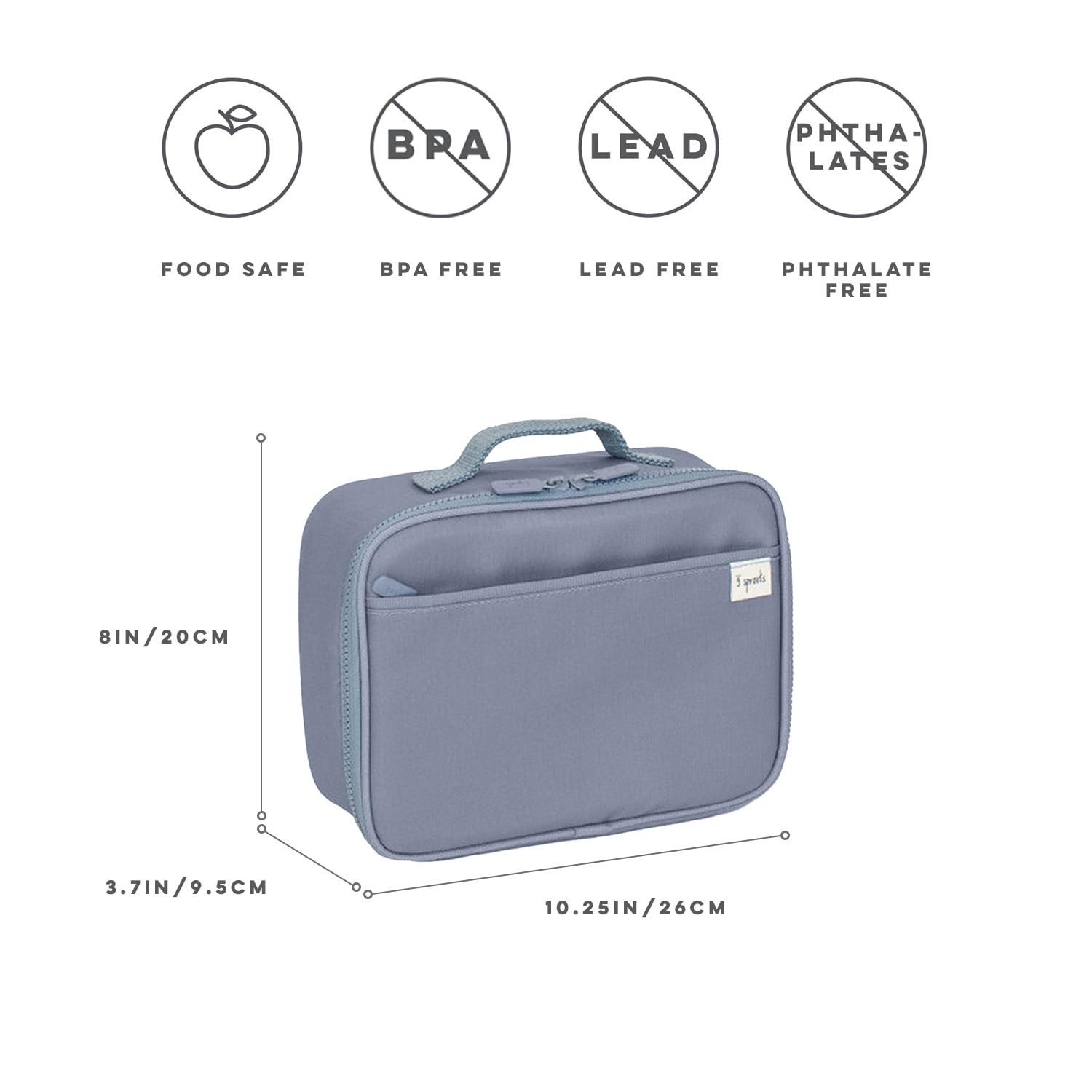 3 Sprouts - Borsa Termica per Bambini - Porta Pranzo Isolante per Scuola e Picnic, Design Divertenti - Blu