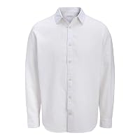 Jjesummer Linen Blend Shirt L/S SN, Bianco