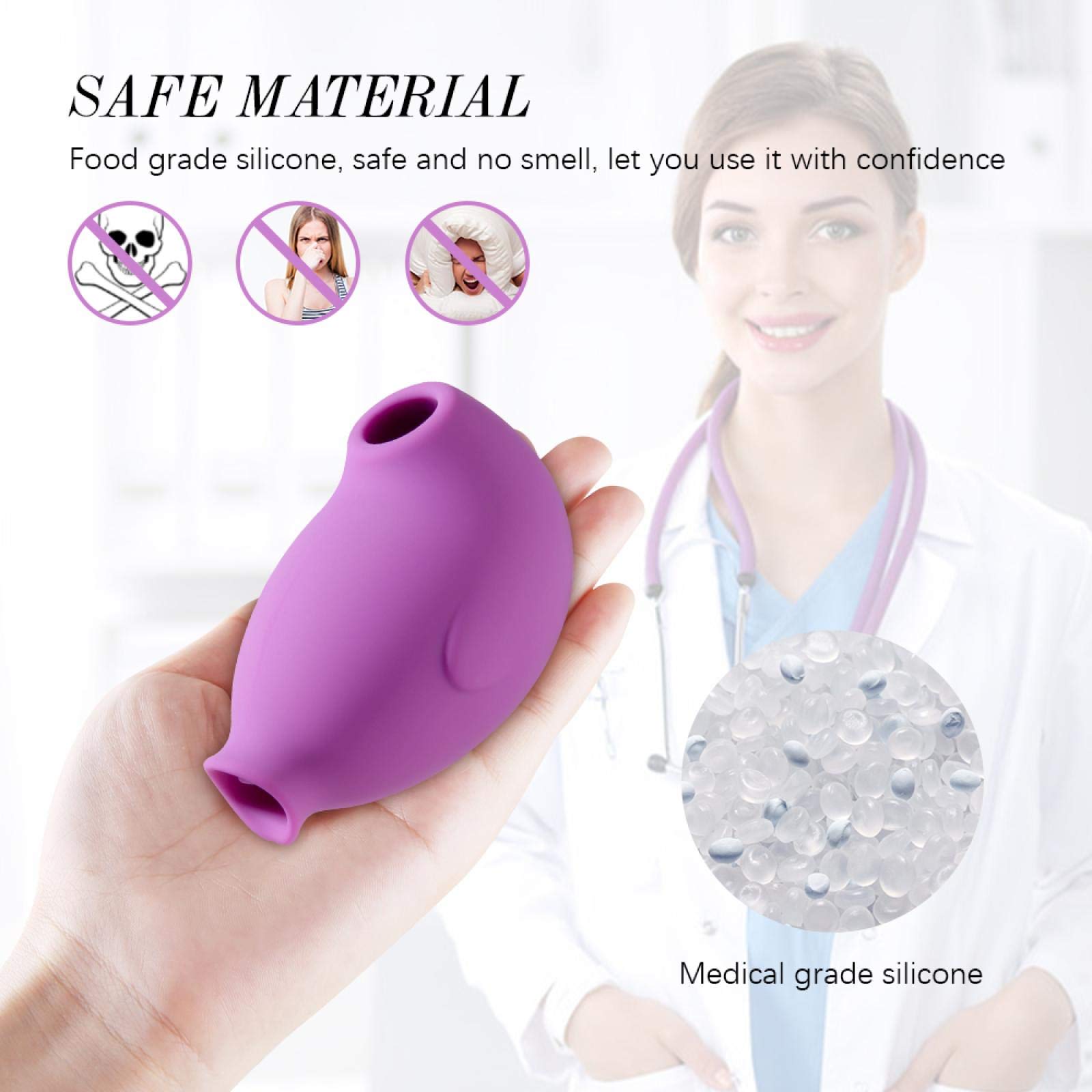 Vibratore a ventosa — Vibratore a ventosa con linguetta — Vibratore per il punto G — Giocattolo — Viola 2 in 1