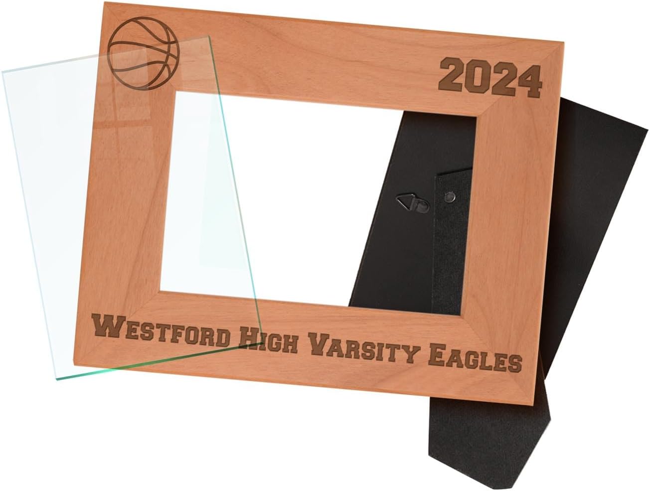 Basketball Coach Gifts Custom Team Name and Year Personalized Wood Laser Engraved Landscape 4x6 Picture Frame