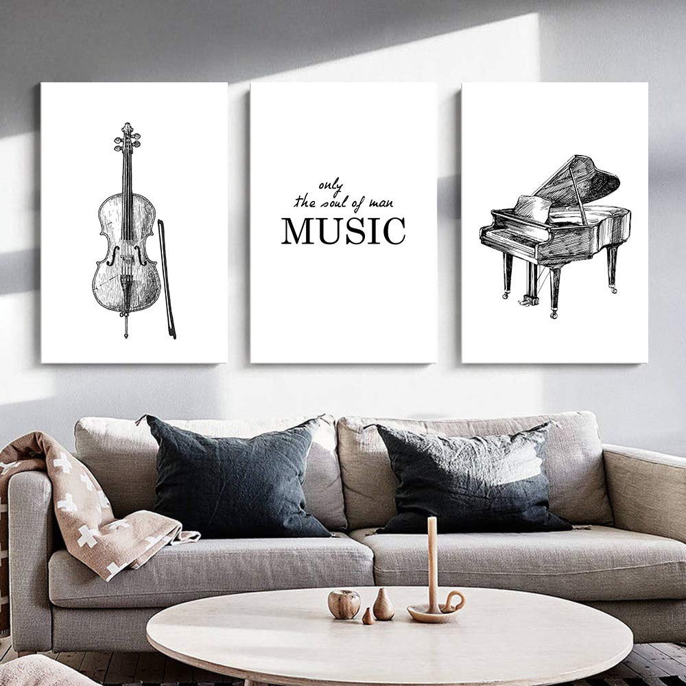 Amazon.com: NWT 3 Piece Canvas Wall Art Piano Cello Music Painting