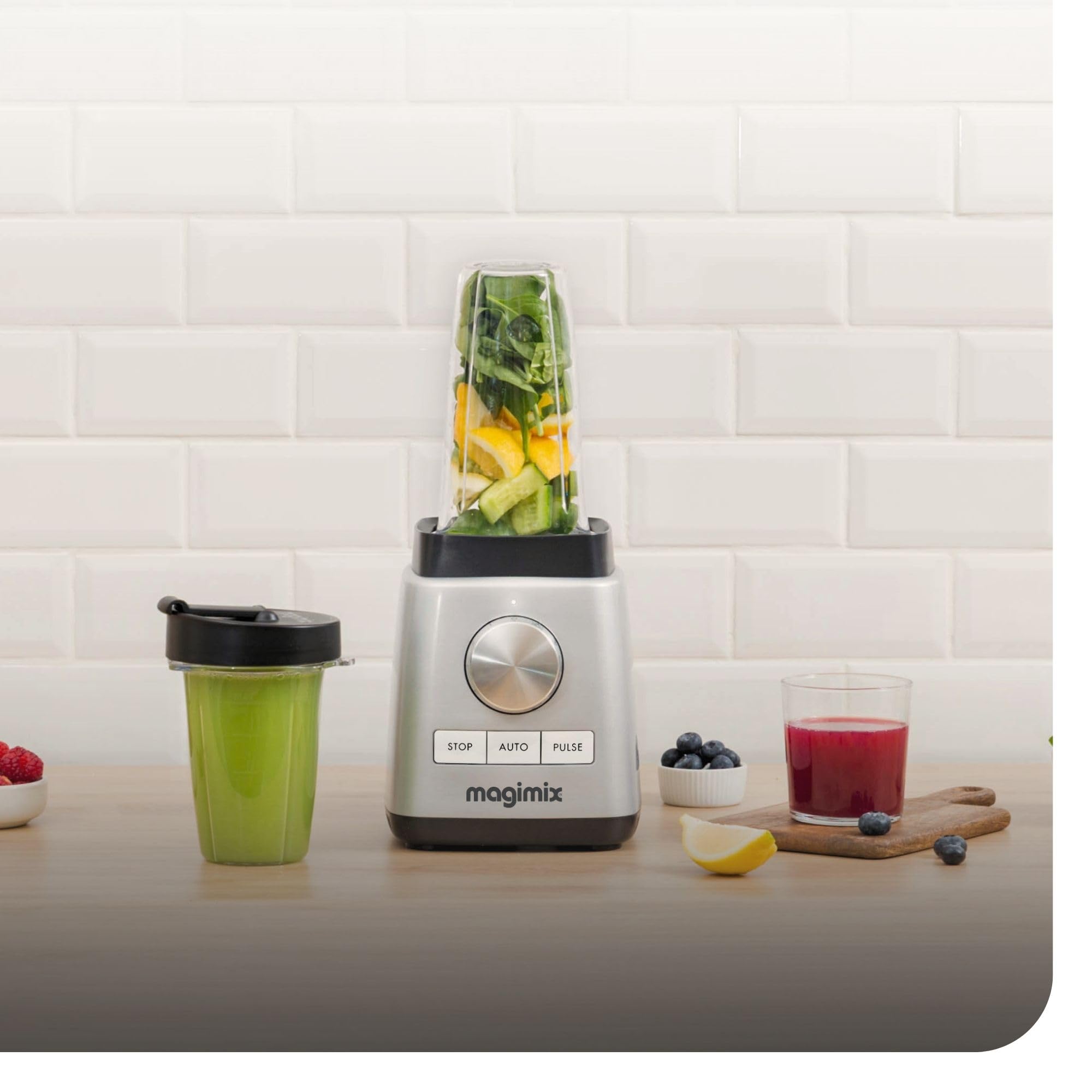 magimix Frullatore 2,8 L - Power Blender 5 XL - 1500 W, Caraffa in Vetro termoresistente, 4 Programmi Automatici, Smoothies, Zupper, Ghiaccio e Dessert, BPA Free - Acciaio opaco