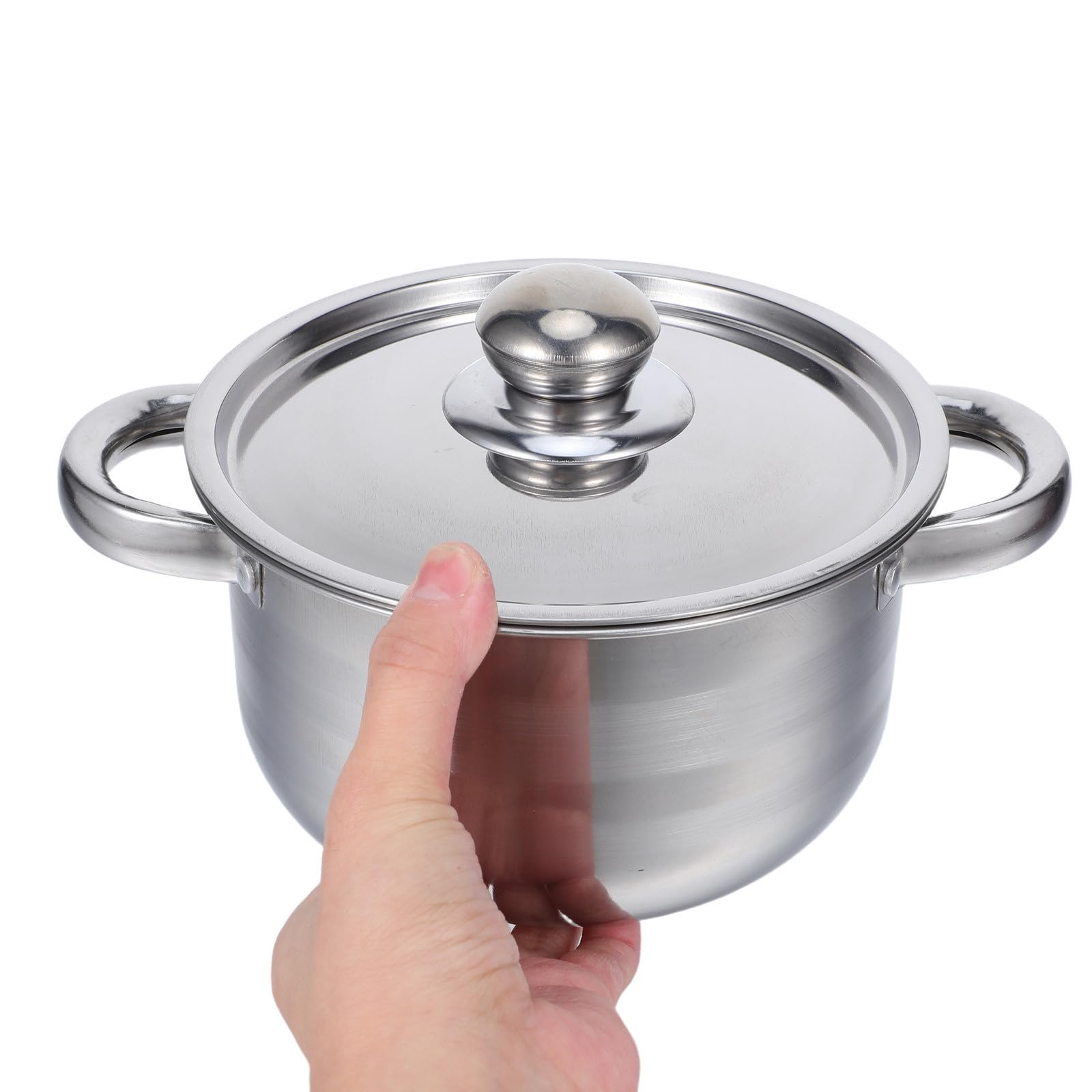 SUPVOX Set Pentole in Acciaio Inossidabile 10 Pezzi con Doppio Manico e Coperchio, Design Elegante e Moderno, Facile da Pulire, per Cucina e Ristorante