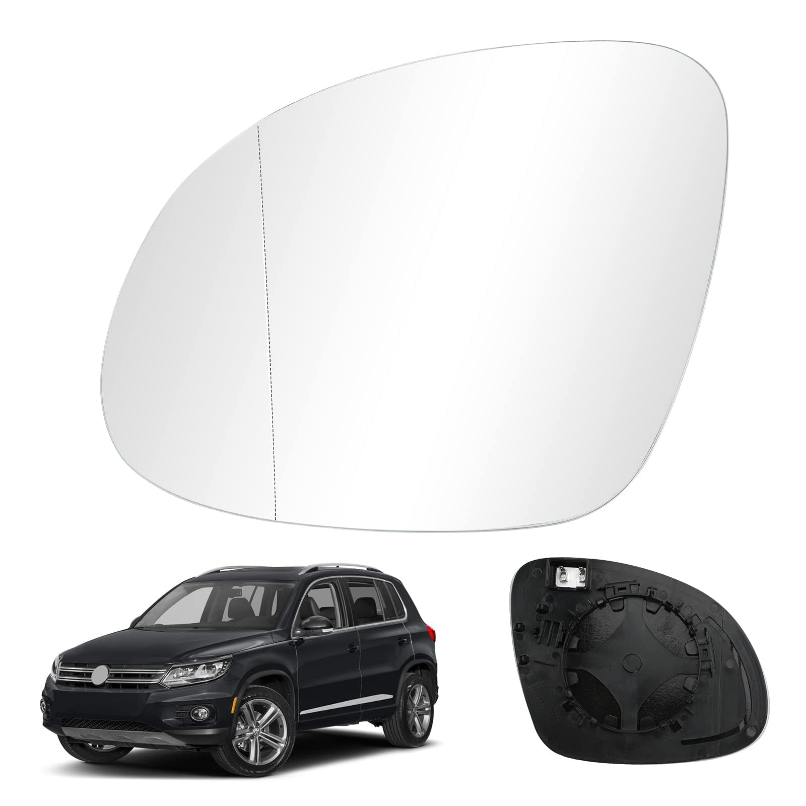 ELNas Cristal Espejo Retrovisor Calefactable para VW Sharan 2010-2022 | Vidrio Lateral Gran Angular | Antivaho y Antideslumbrante | Repuesto Retrovisor,Left