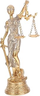 Cabilock Themisk - Statue de d&eacute;esse en r&eacute;sine avec or - Sculpture de justice grecque - Figurine en bronze - Pour cabinet d