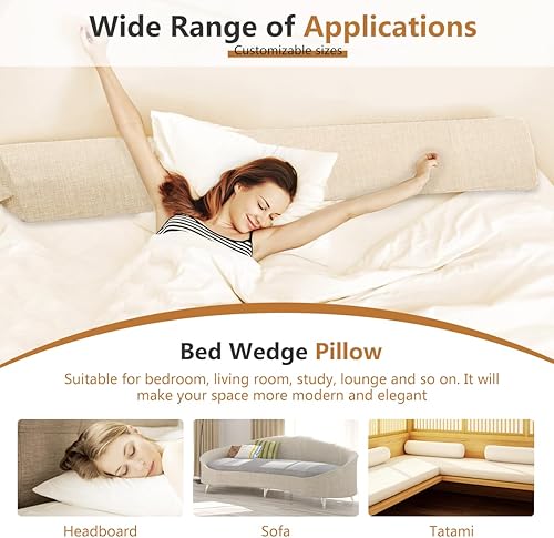 Miniatura 7 de WUIOYNF Almohada de cuña de cama para cabecero, almohada de cuña de colchón para cama individualXL, relleno de espacio de cama, cierra el espacio