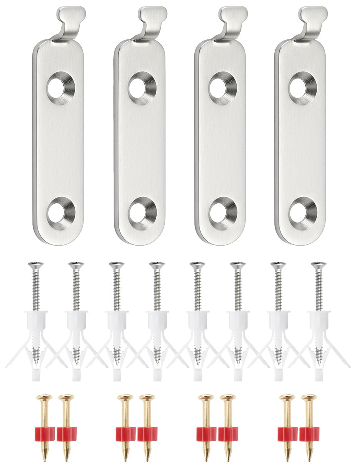 BYSMAH Heavy Duty Picture Hooks, 4 Pack Mirror Wall Hangers Including Solid Wall & Plasterboard Screws and Plugs Up to 40KG Invisible Picture Hanging Kit for Mirrors, Art, Canvas & Frames(28pcs)