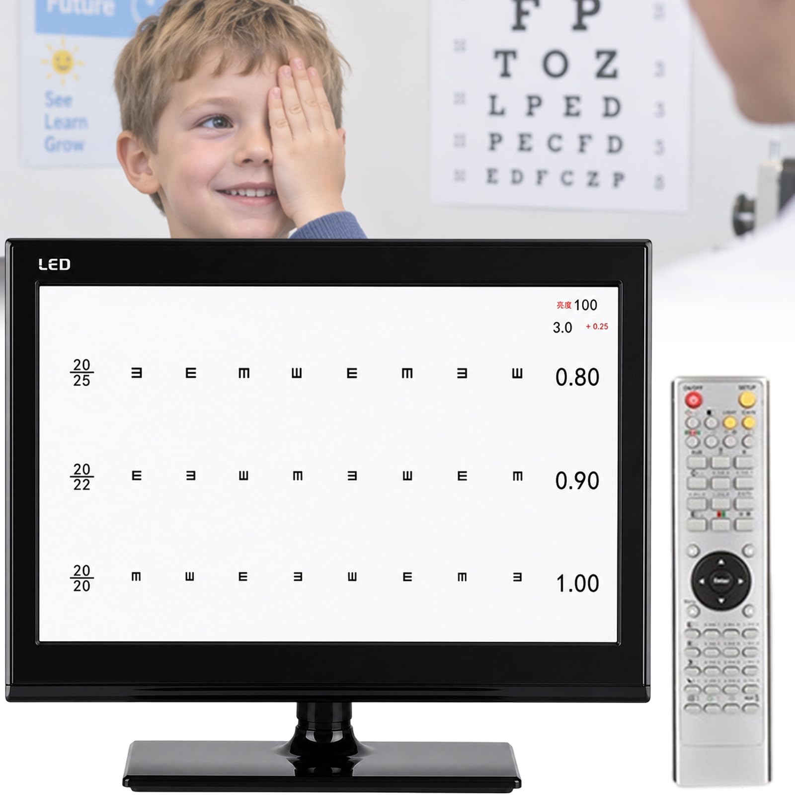 SehtestgeräT, Digitales LCD-Sehtafel Mit Fernbedienung FüR Sehtests 21.5in