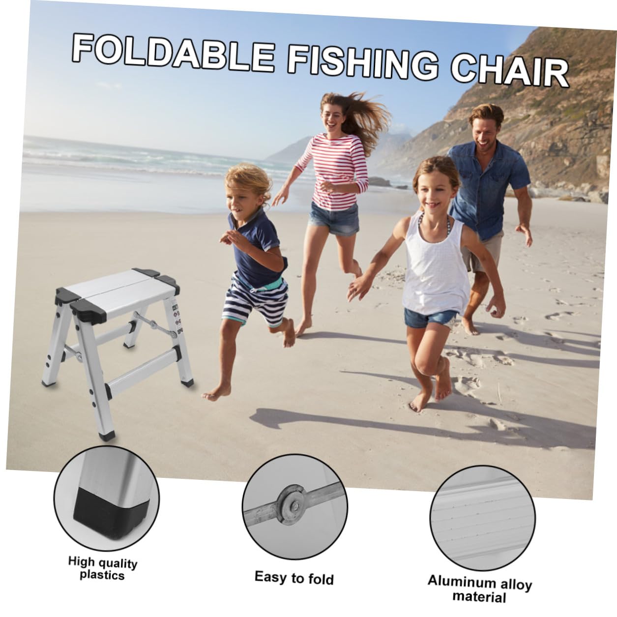 Mikinona Sgabello Pieghevole in Lega di Alluminio Portatile Sedia da Pesca e Trekking Compatta Sgabello Multiuso per Campeggio e Uso Domestico Elevata Capacità di Carico