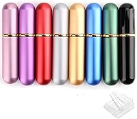 Bekith 8-Pack Refillable Essential Oil Nasal Inhalers - Portable Aluminum Glass Aromatherapy Tubes, 20 Cotton Wicks Included