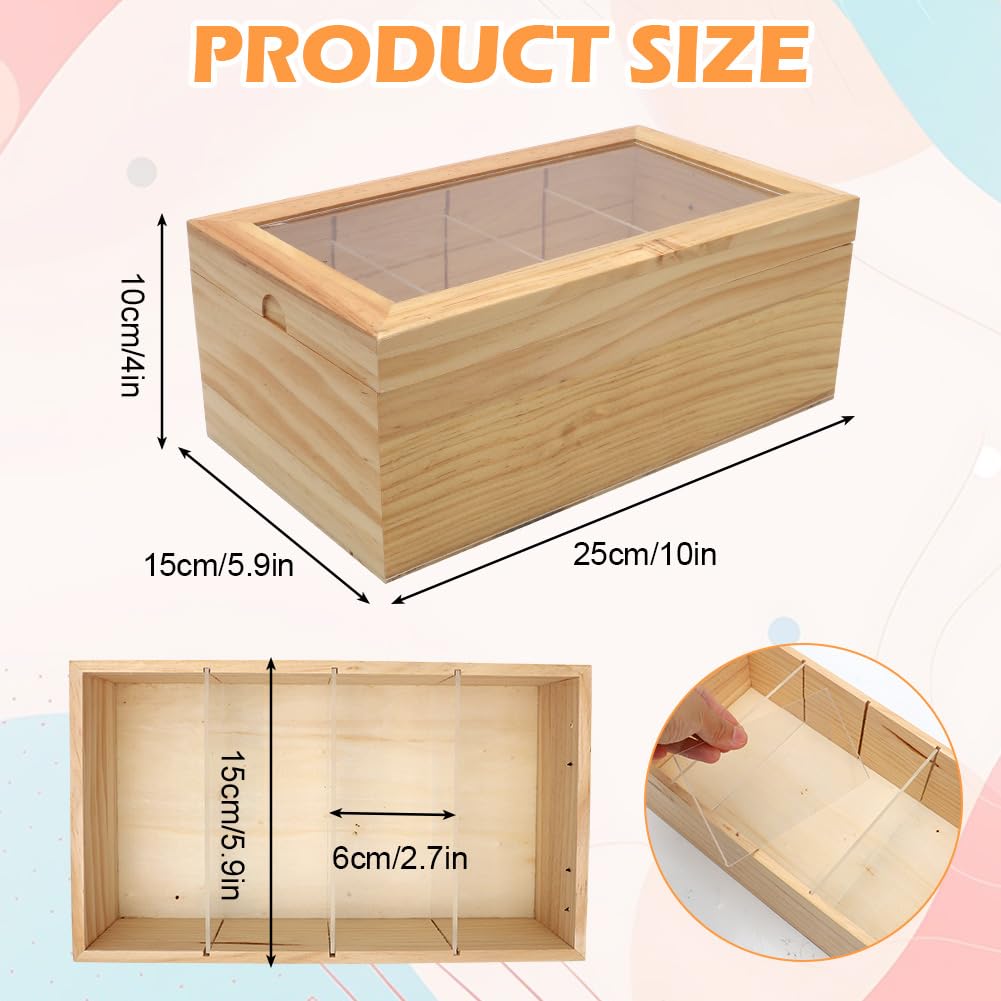 LOMUG Karteikarten Box, Karteikasten A7 Holz mit Transparent Staubdicht Deckel, Vokabelbox Lernkarteibox für Büro Schulen, 25,4cm*15cm*10,2cm