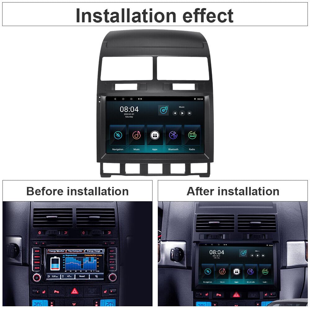 2+64G Android 15 radio samochodowe do V&W Touareg 2003-2010, 9-calowy ekran dotykowy Double Din Radio do Touareg Carplay Android Bluetooth WiFi GPS DSP DAB FM AHD kamera cofania Mirror Link