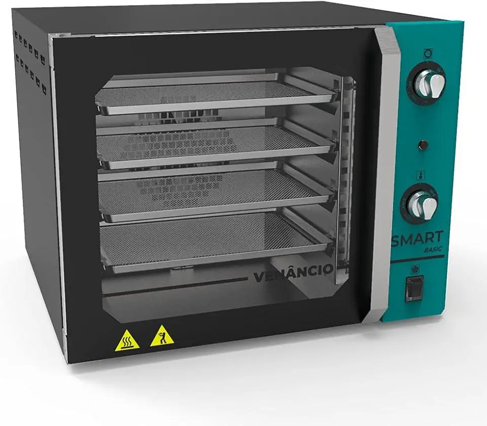 Forno Turbo Convector Elétrico Smart Basic 4 Esteiras Preto e Painel Turquesa FCSB4E - Venâncio 220V