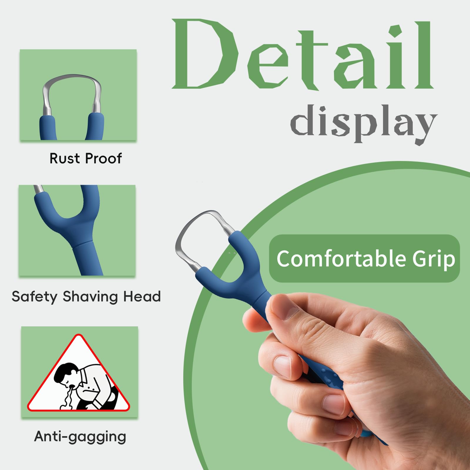 Tongueclear Combo eficaz de raspador de lengua y cepillo oral para adultos, limpiador ergonómico de lengua que promueve un aliento más fresco, paquete de limpiador de mucosa oral, esencial para el