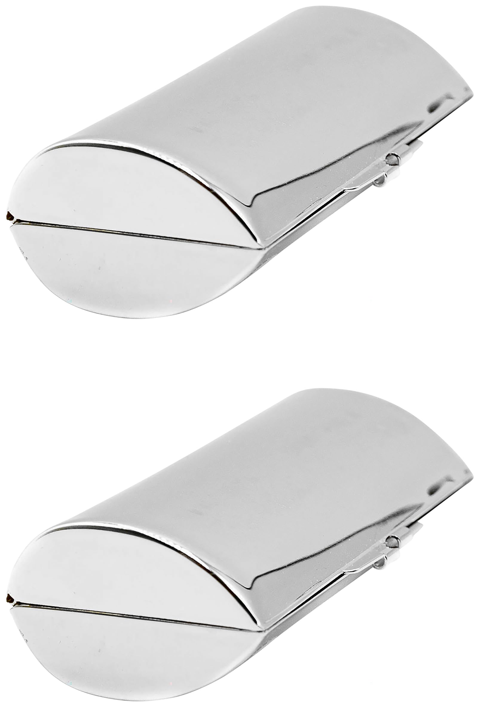 Stephanie Imports Set of 2 Capsule Shaped Lipstick Cases With Glass Mirror (Reflective Silver)