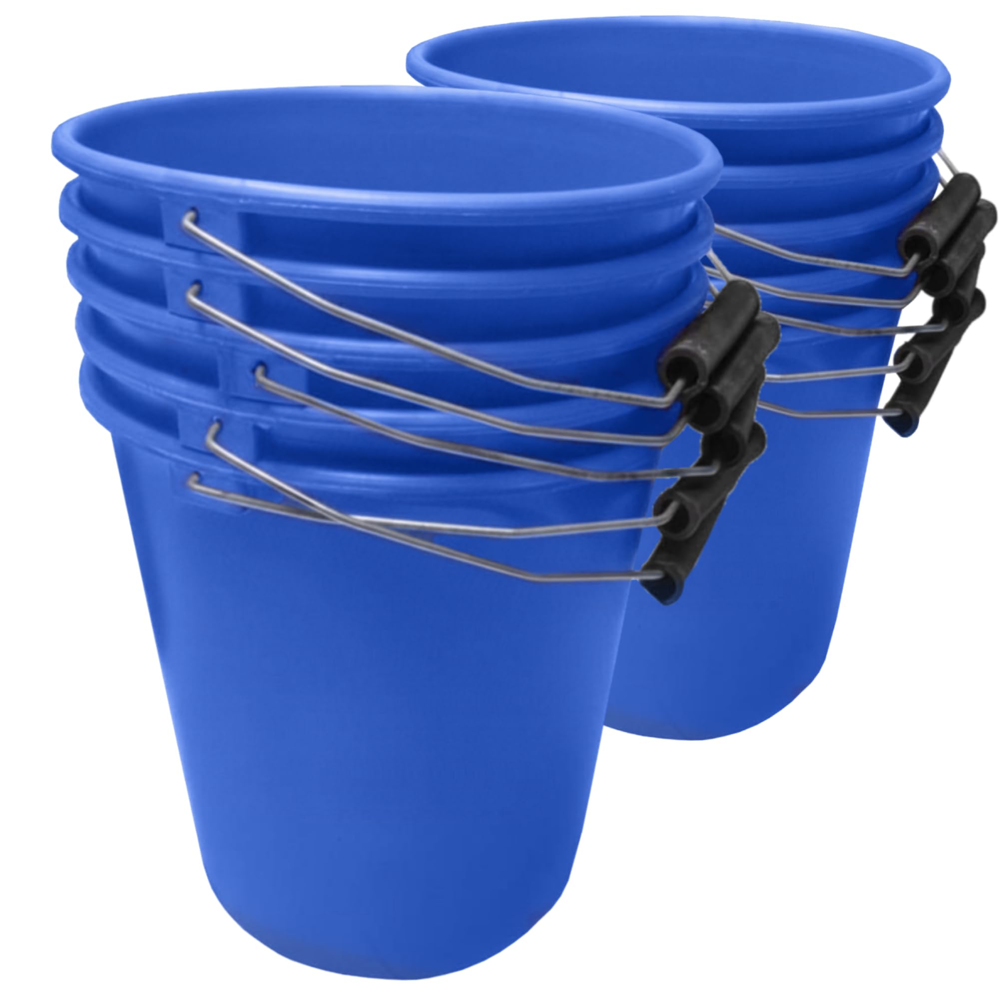 Pack of 10 Blue Plastic Calf 1 GAL Bucket, Heavy Duty with Metal Handle 5L Animal Feed Water Buckets