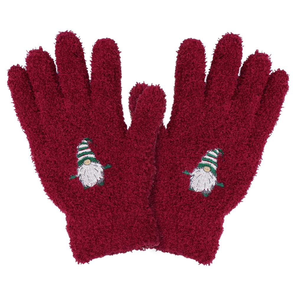 TeddyT's Women's Boucle Super Soft Gonk Gnome Winter Gloves (Berry Red)