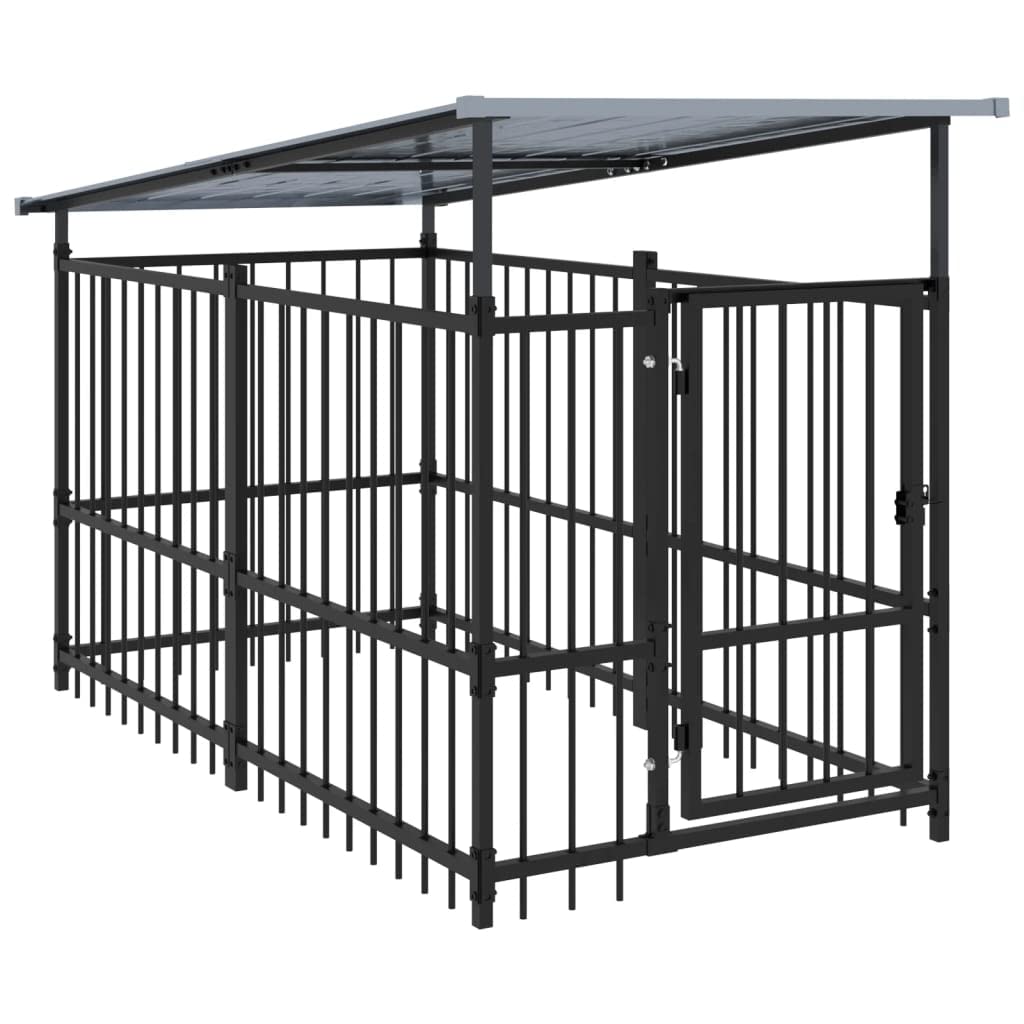 vidaXL Chenil d'Extérieur avec Toit pour Chiens Acier 1,88 m² Cage Enclos