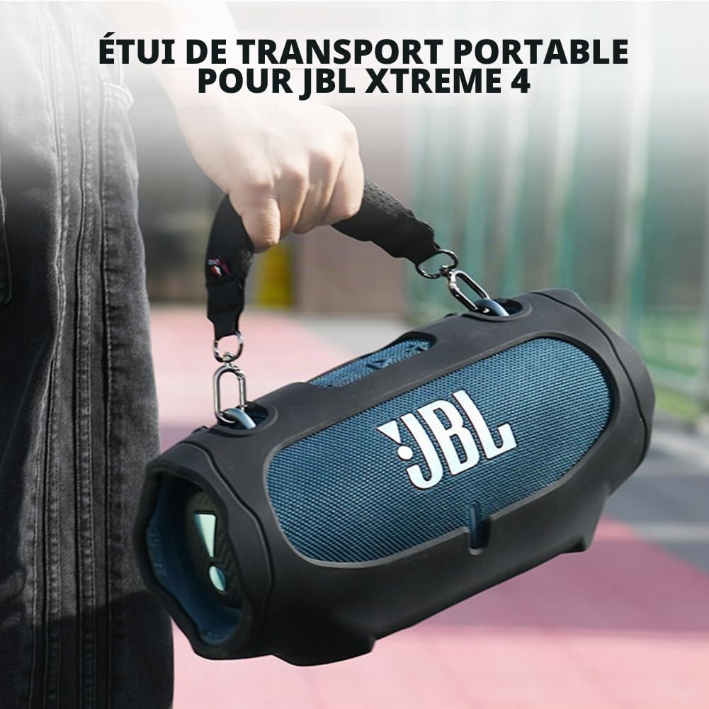 Housse en Silicone pour JBL Xtreme 4 Haut-Parleur Bluetooth Portable – Étui Protecteur Antichoc avec Sangle de Transport, Housse Antidérapante pour Voyage en Extérieur