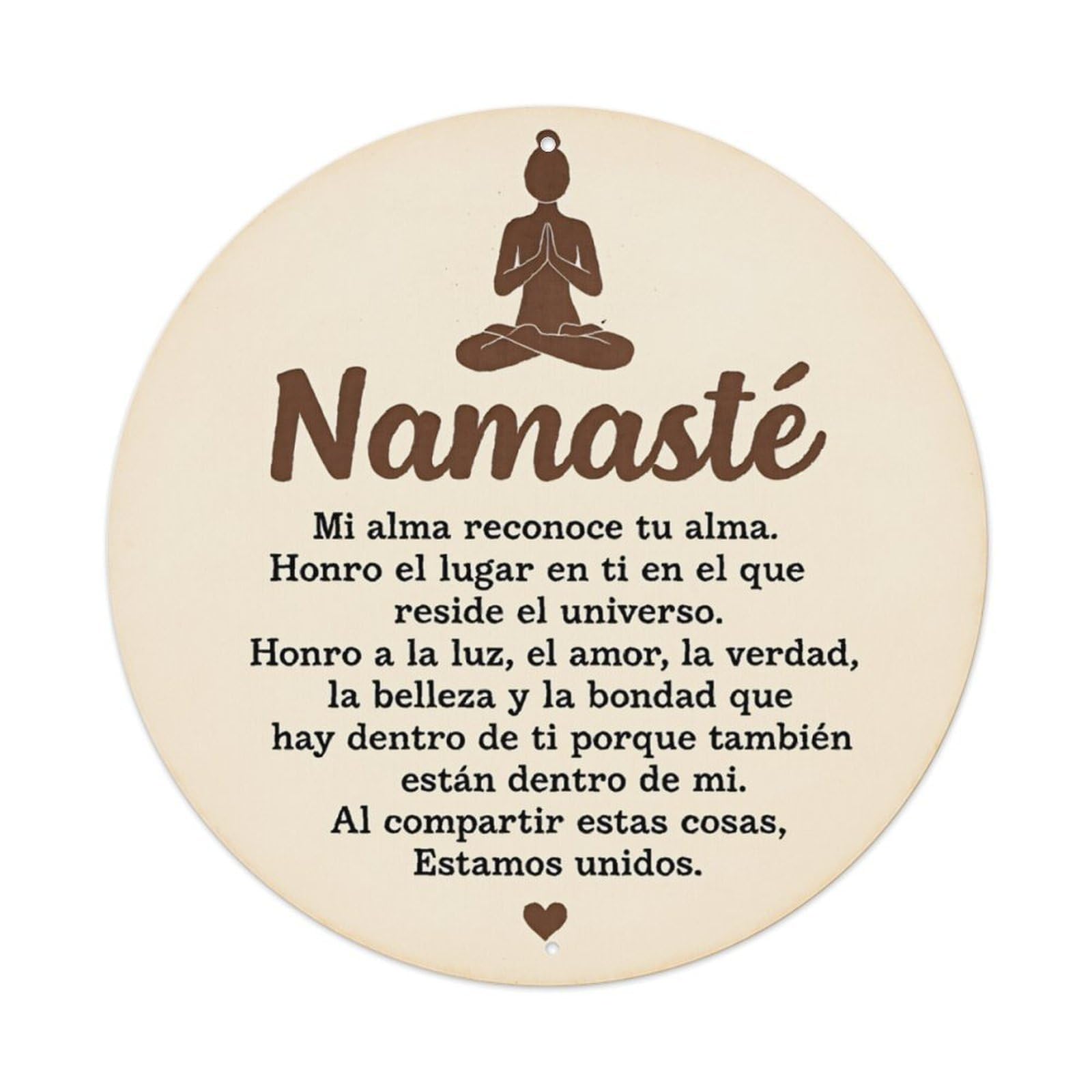 Ldfuieksufg Style Vintage Yoga Namaste Spanish Inspirational Quote Round Wall Decor Art Vintage Aluminium Metal Sign, Retro Wall Decor For Home, Bar, Garage & Farmhouse 20X20cm