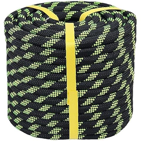 CRAYZA Double Braided Arborist Rope (1/2 in x 100 ft) Climbing Rope High Strength Polyester Rope for Tree Climbing Pulling Swing Sailing, Black/Fluorescent Green Cover