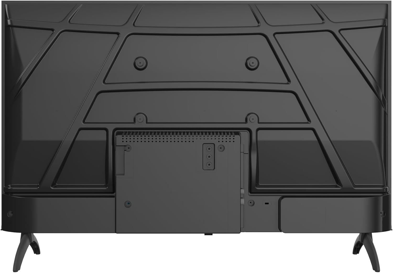 Dèyè view of Metz 32MQH7000Z TV showing mounting points and connection panel.