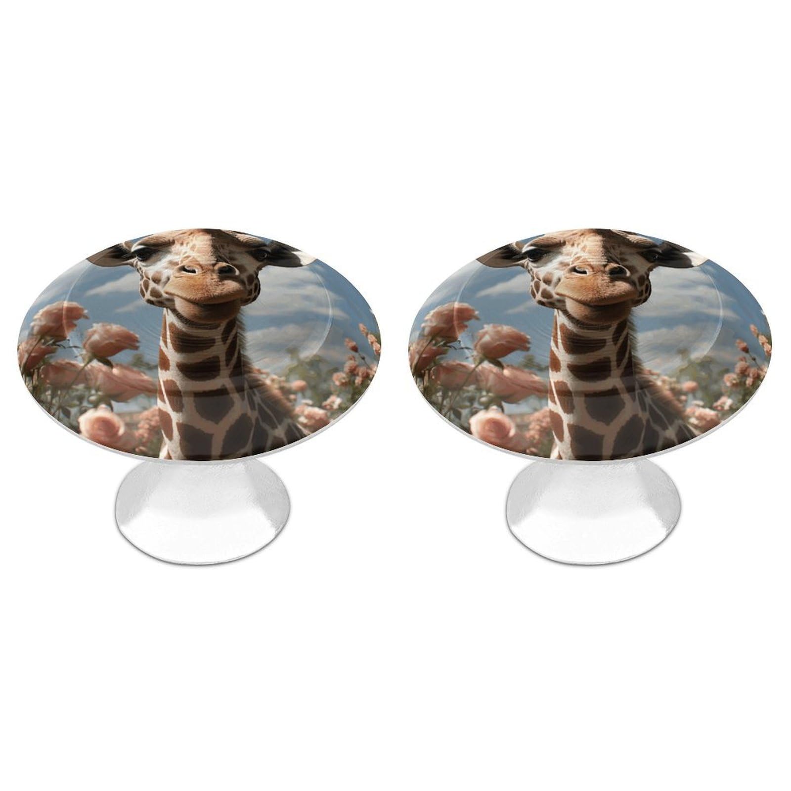 FekiLoot Beautiful Giraffe Cabinet Knob Kitchen Drawer Knob Stainless Steel Round Drawer Pulls Modern Cabinet Hardware Vintage Dresser Drawer for Kitchen Bathroom Closet Dresser Cabinets