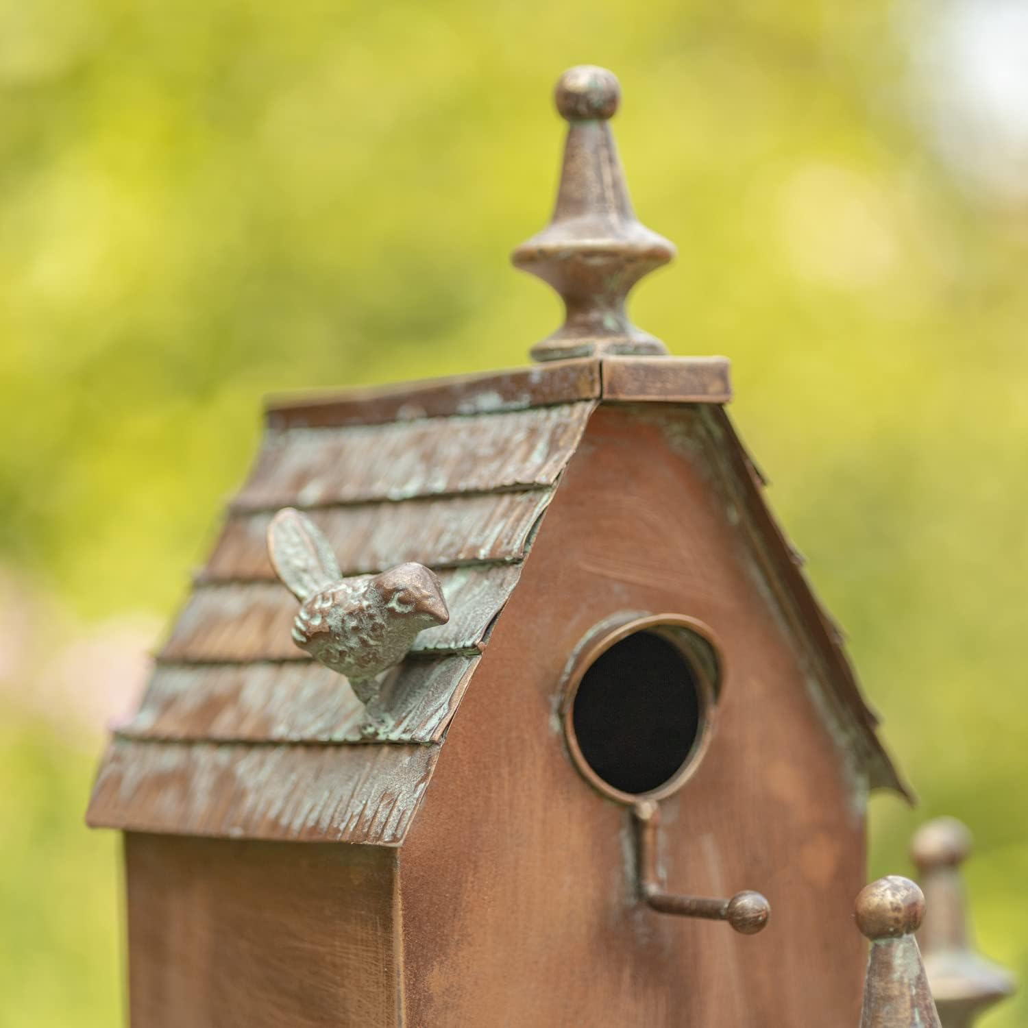 Zaer Ltd. Large Copper Colored Multi-Birdhouse Stakes, Room for 5 Bird Families in Each (XL Country Farm Home Colorado)
