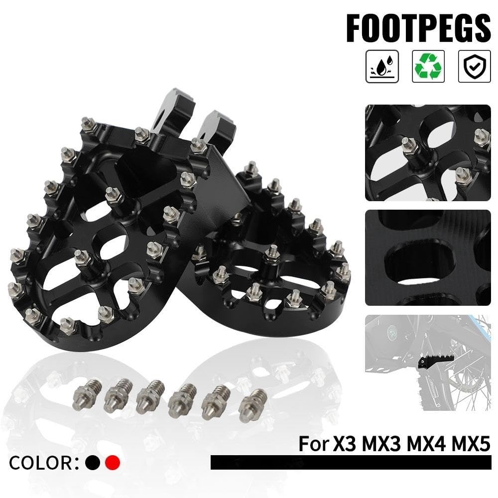 szerokie pedały motocyklowe Pasuje do Talaria X3 MX3 4 5 podnóżki pedał akcesoria motocyklowe Dirt pitbike części CNC(Red)
