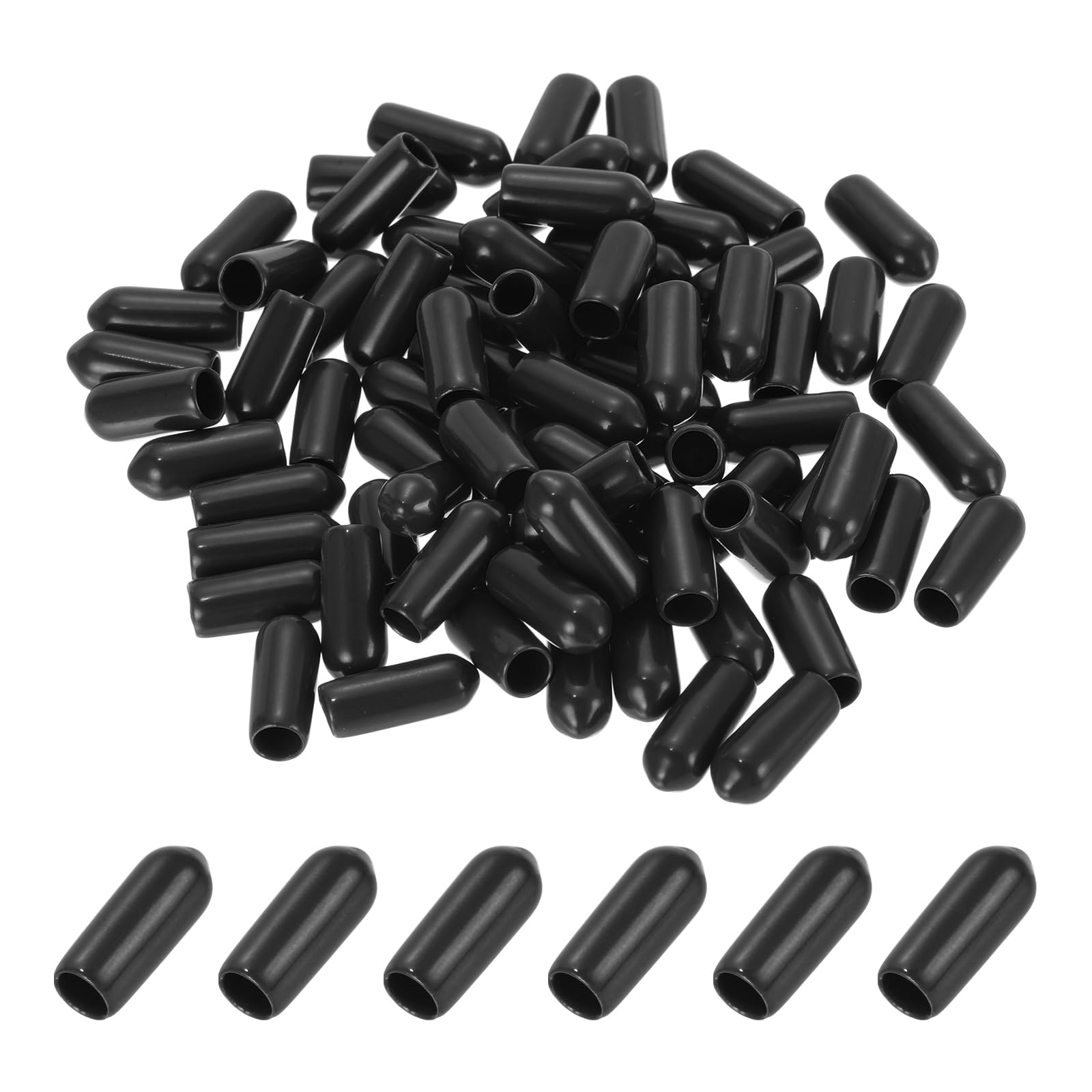 TA-VIGOR 50Pcs Rubber End Caps, 7mm ID Round Flexible Screw End Caps Thread Protectors, Black Vinyl Bolt Covers Rubber Covers For Screws, Tubes - View #4