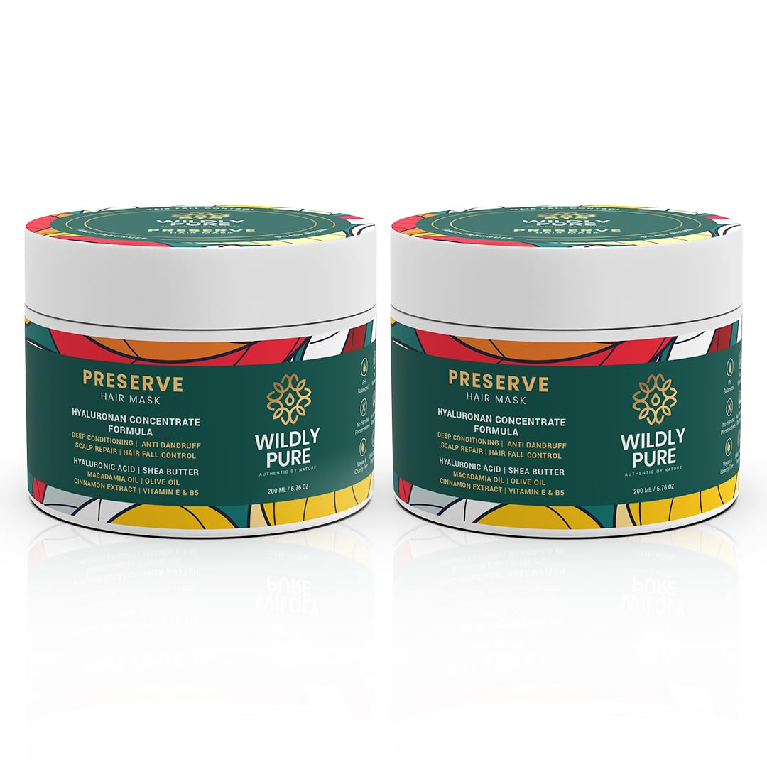 Wildly Pure Hair Mask for Hair Fall & Dandruff Control | With Hyaluronic Acid, Biotin, Nasturtium & Niacinamide | 33% Less Hair Fall During Combing | 86% Reduction in Scalp Redness & Itchiness | Men & Women | 200mLx2 (Preserve)-image-11