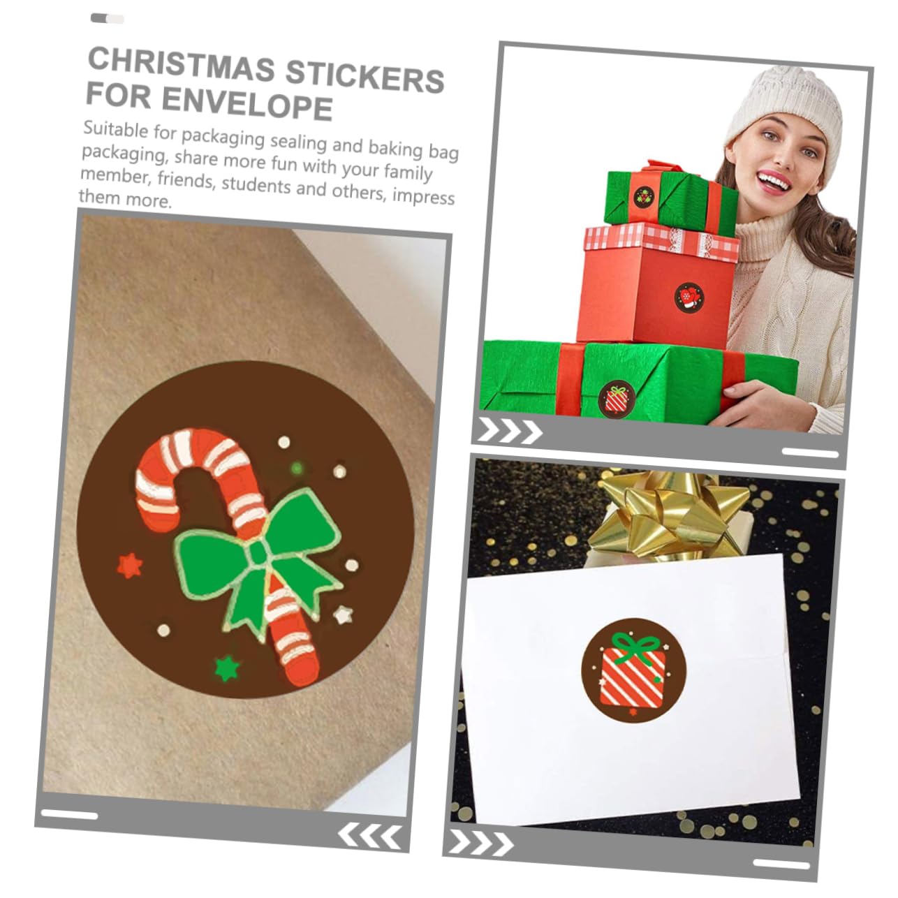 Beaupretty 4 Set Adesivi Natalizi Decorativi Etichette Adesive Per Regali E Buste Sicuri E Facili Applicare Per Decorazioni Festive E Natale 2 * 4