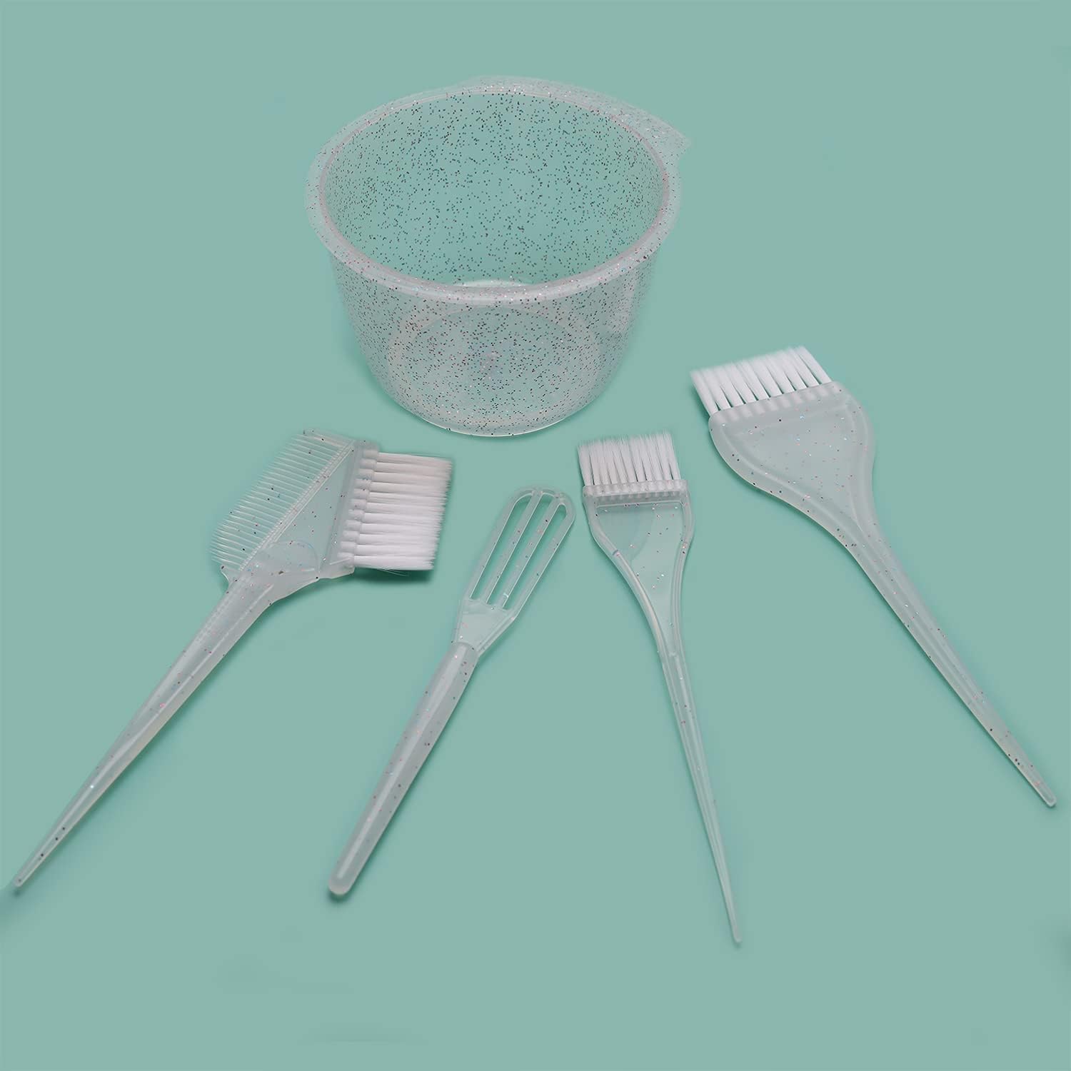 Glitter and Soft Hair Dye Coloring Kit Set of 5, Hair Mixing Bowl and Brush for Salon and Colouring, DIY Beauty Salon Tools(Shiny Bright Sprinkle) : Beauty & Personal Care