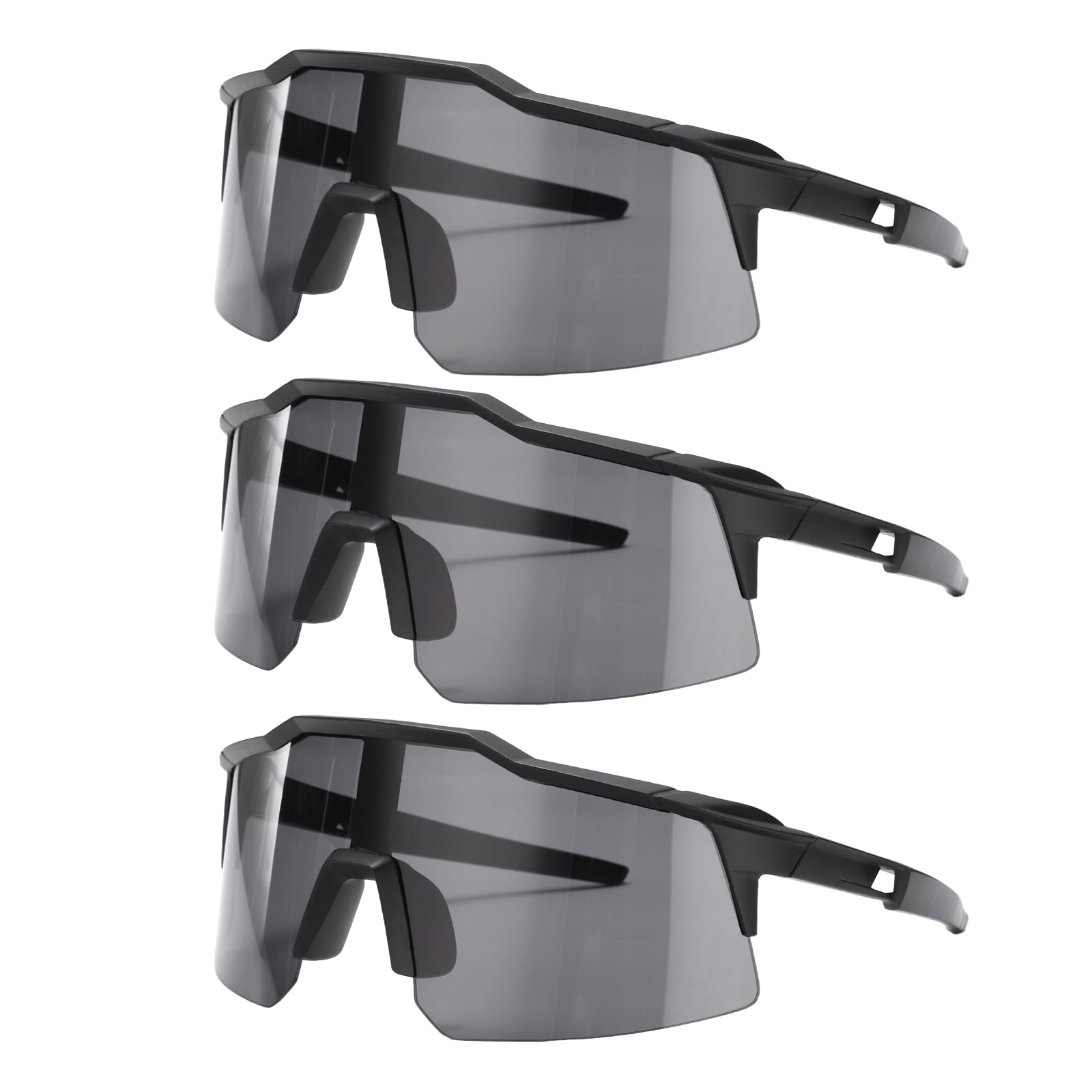 sourcing map 3Pcs Polarized Sports Sunglasses for Men Womens, UV400 Protection Cycling Sunglasses for Running Skiing Fishing Goggles, Gray/Black โ image 1