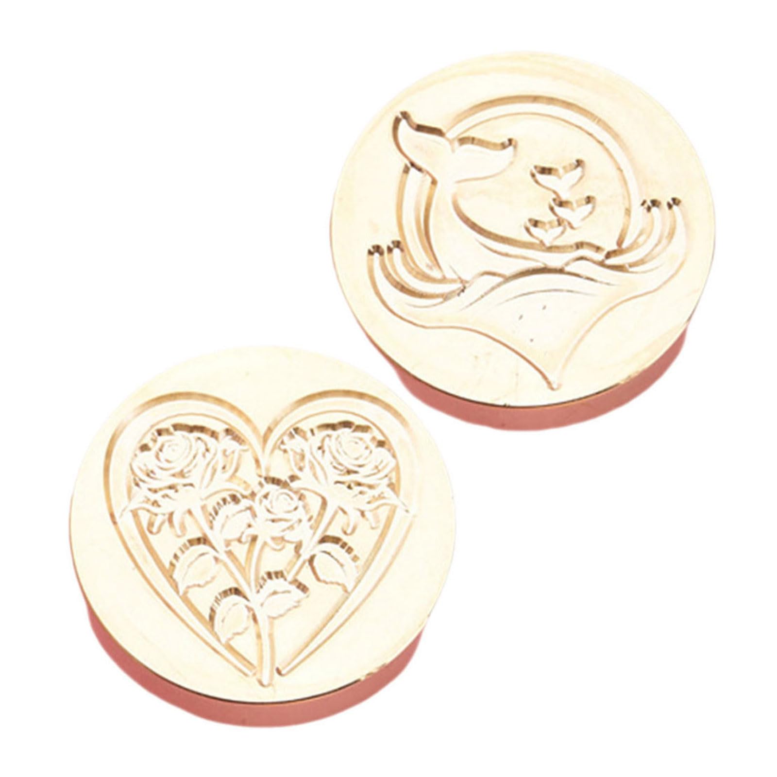 Hsioluted 2Pcs Wedding Sealing Stamp Head for Wedding Invitations Envelope Scrapbooking, Embossed Sealing Stamp Replacements Card Embellishments