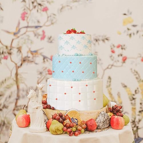 Miniatura 2 de Kissbuty - Plantilla de plantilla para pastel de boda, 5 piezas de decoración de pasteles en relieve de plástico en aerosol floral para tartas de