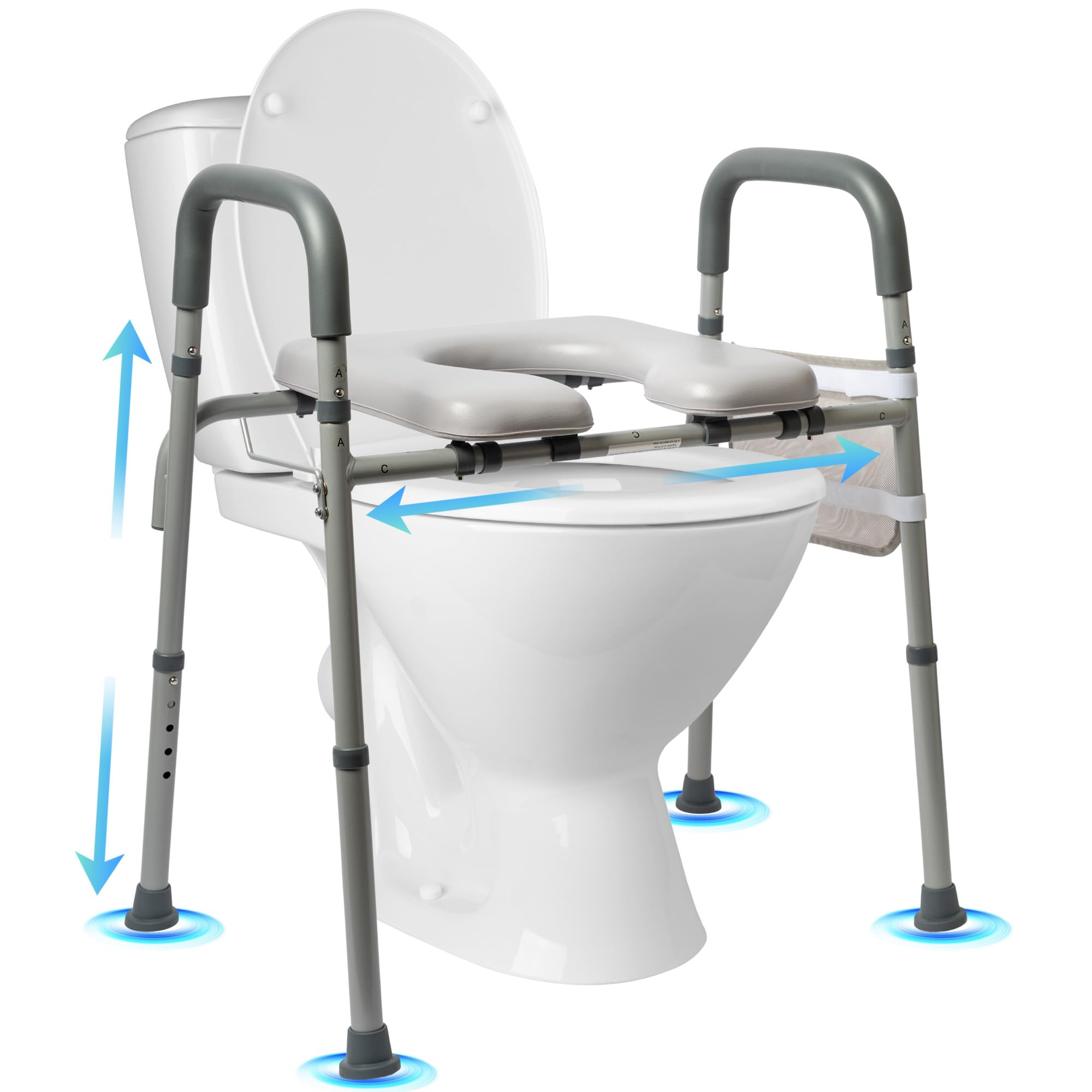 Rialzo WC per Anziani - Comoda WC per Anziani, Alzata per WC Regolabile, Seduta Ergonomica e Sicura, alzawater per protesi anca, rialzo per wc, alza water, Materiale Robusto