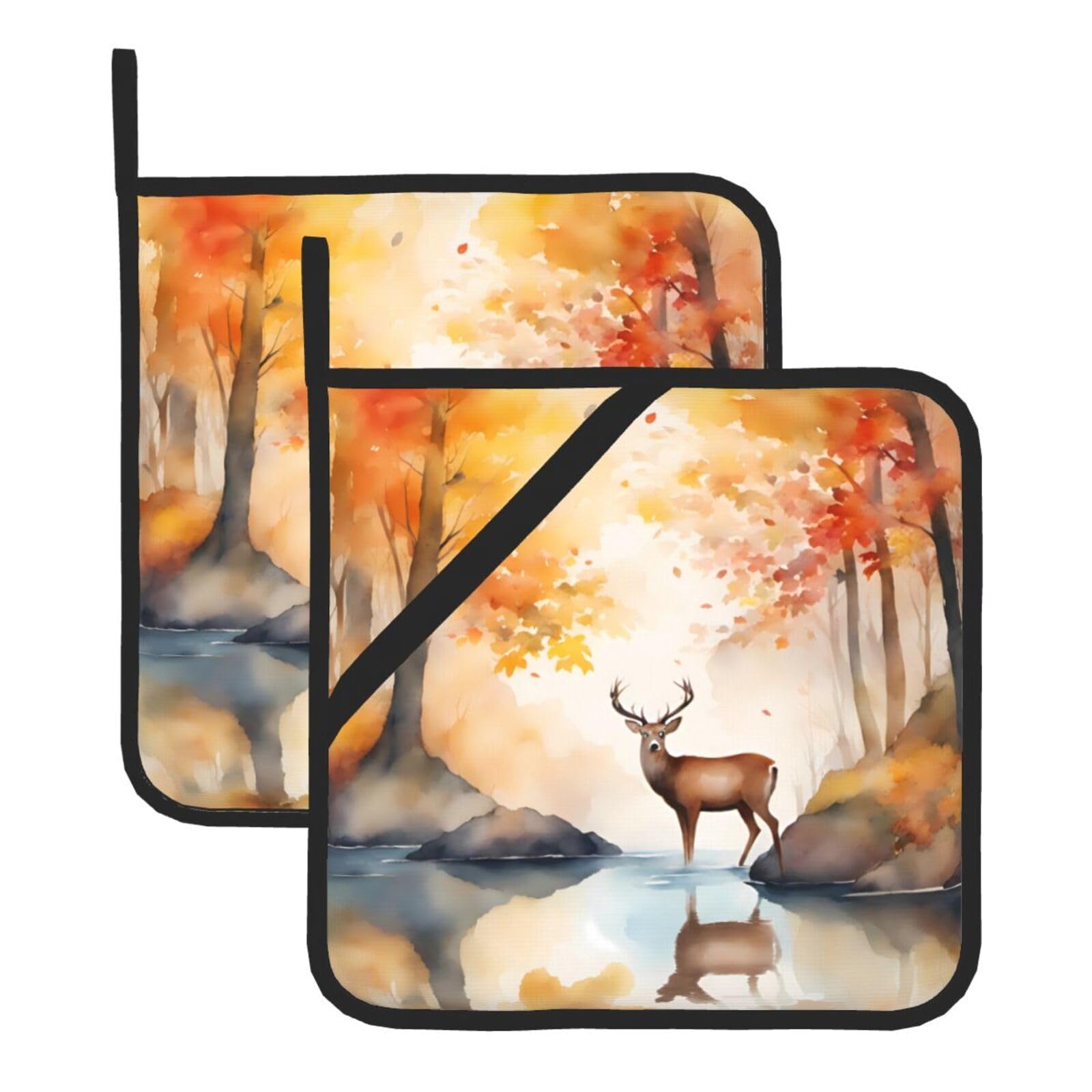 beautiful deer Square Heat Resistant Trivet Set Thick and Durable for Baking Barbecue Cookware Oven
