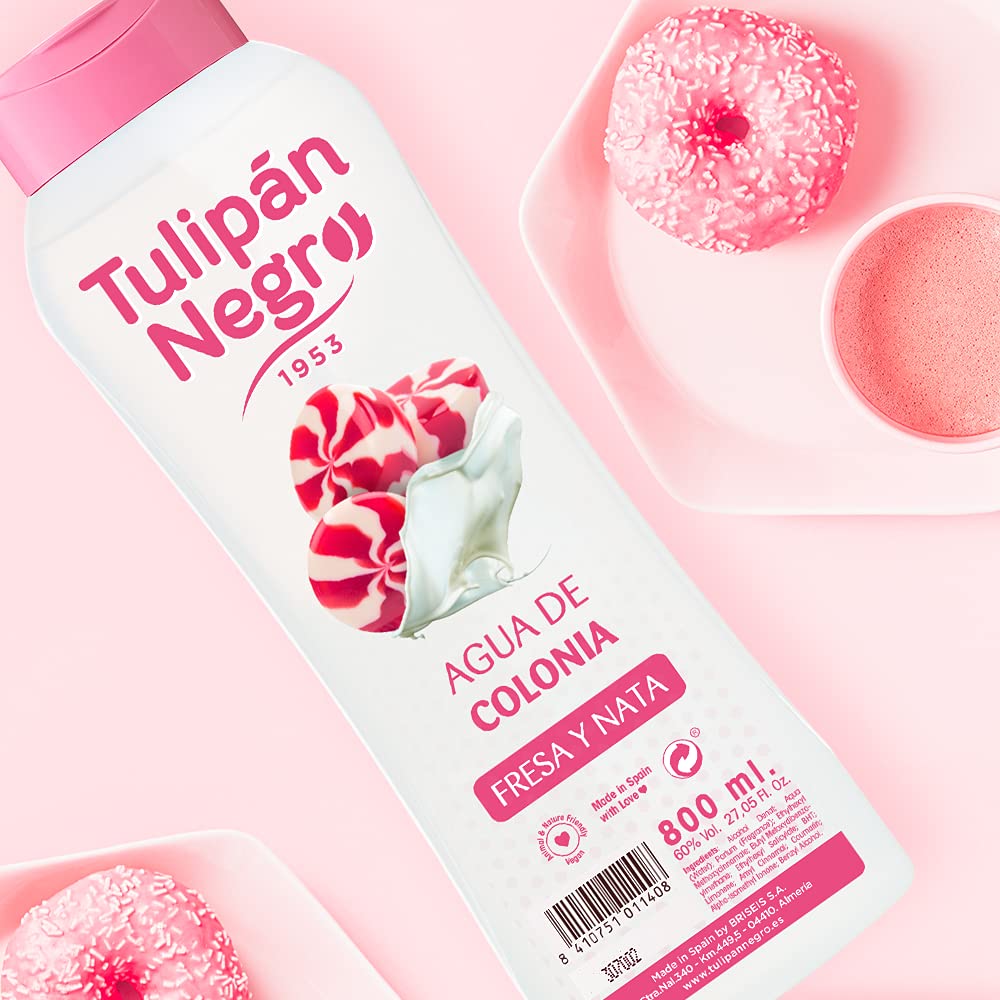 Tulipán Negro Agua de Colonia Fresa y Nata 800 ml Fragancia Dulce Cremosa Unisex