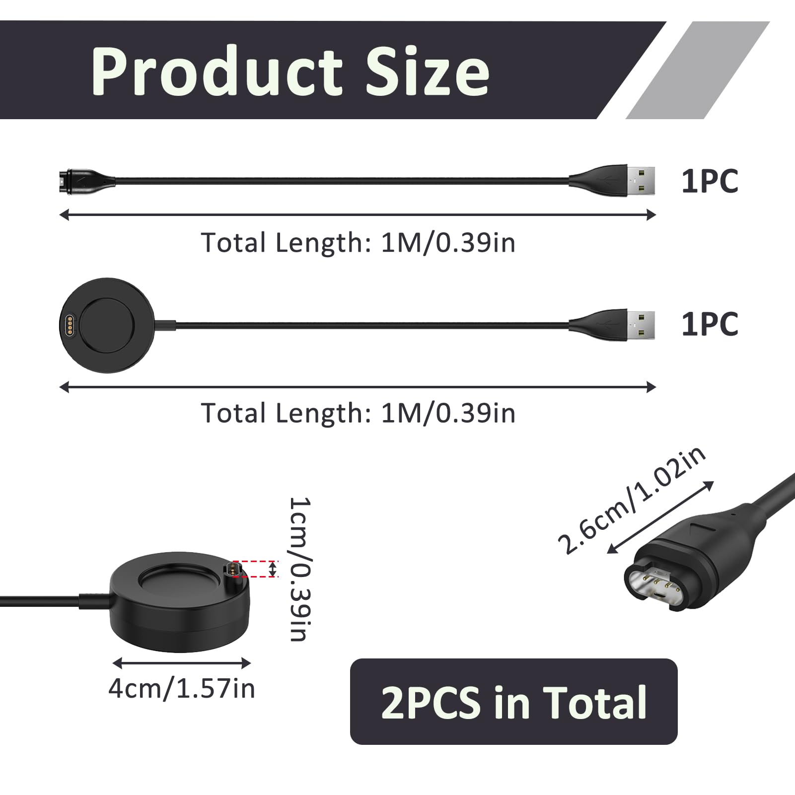 Eiaigky Cavo di Ricarica USB Compatibile con Fenix 7/7s/7X/6/6s/6x Pro/5/5S/ 5X/5X Plus, Caricatore per Epix 2 Forerunner 945 935 245 745 45 Instinct Venu Vivoactive Vivomove Approach Quatix Tactix