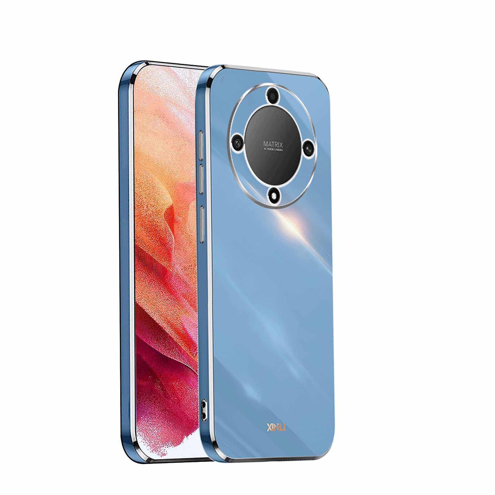 HAOYE Cover per Honor 90 Lite, Custodia in Colori Sfumato, Vetro Temperato Antigraffio Back Cover + Bordo in Silicone Morbido TPU Protettiva Case(2