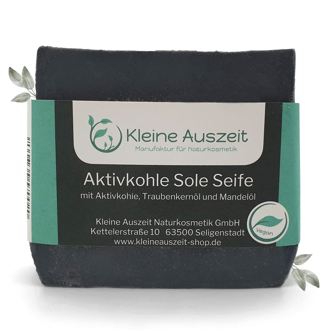 Kleine Auszeit Manufaktur, Aktivkohle Sole Seife, schwarze Seife